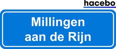 Hacebo - Plaatsnaam Sticker - 29x10 CM - Millingen aan de Rijn sticker - Verkeersborden sticker - grappige cadeaus - Millingen aan de Rijn