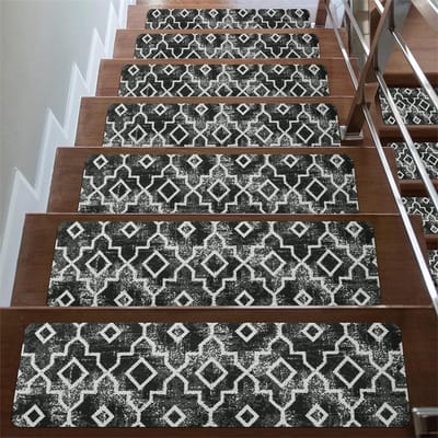 20*76CM Tapijt Traptreden Antislip Trapmatten Verwijderbaar Traptapijt 4-pack Veilige traptredebescherming Geschikt voor kinderen, ouderen en huisdieren