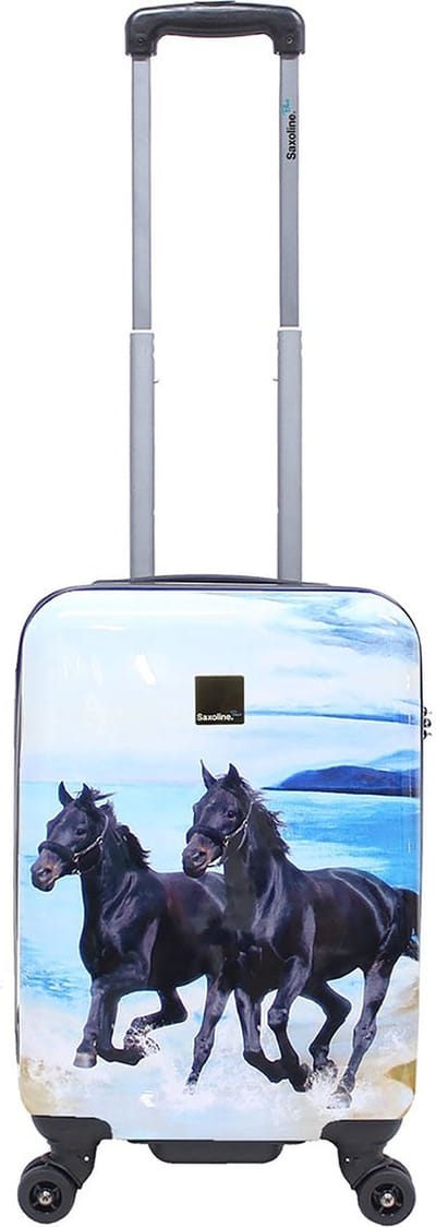 Saxoline Handbagage Harde Koffer / Trolley / Reiskoffer - 54cm (Small) - Black Horse Print - Bedrukt / Small