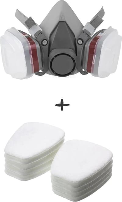 Halfgelaatsmasker | 10 verwisselbare luchtfilters | Gasmasker | Herbruikbaar |
