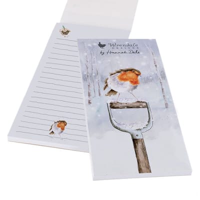Wrendale Magnetic Shopping Pad - A Little Red Robin - Magnetisch boodschappenlijstje Kerst / WInter