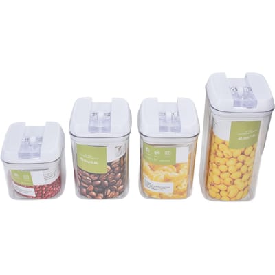 4 stuks/set Keuken Opbergdoos Transparante Multifunctionele Luchtdichte Pot voor Thuiskeuken white