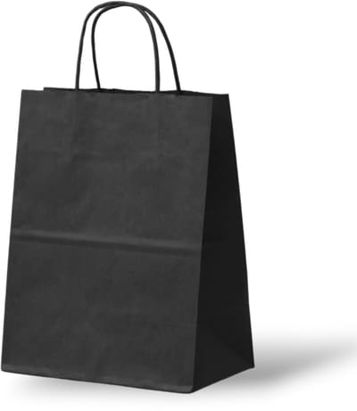 Professionele Zwarte Kraft Tas (Large) - 32x12x41 cm - 50 Stuks - Zwart - Papieren tassen - Draagtassen