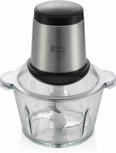 Glazen Hakmolen - Keukenmachine Mini - Snel Ingrediënten Snijden - Krachtige 300 Watt Motor - 18 Liter - Zwart Zilver