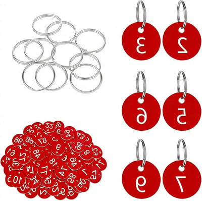 Plastic Nummerplaten - ID Tags - Objecten Markeren - Waterproof ABS Materiaal - 3.2 cm Rond - Rood