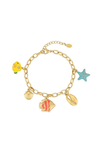 Goudlief Vissen in de zee armband - Tropisch - Goud - Zeester - Zeedieren - Verkleurt niet - Cadeau - Goudlief.nl