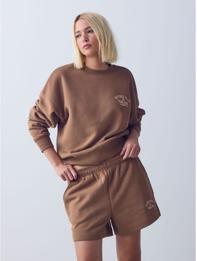Next - Dames - 2-delige set van padel-sweatshirt en korte broek - Bruin