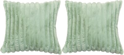 Set van 2 Kussenhoezen 40x40cm Crème - Zachte Kussenhoezen voor Sofa, Modern en Luxe Design voor Woonkamer en Slaapkamer in Saliegroen