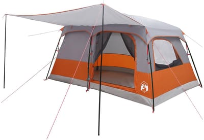 vidaXL - Familietent - 10-persoons - Grijs - en - Oranje - Polyester - en - Staal