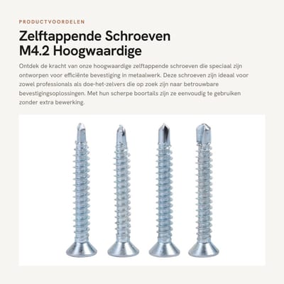 Dailygoods- Boorstaartschroefset 50 Stuks - Zelftappende Schroeven - Verzonken Kop - Roestvrij Staal - M4.2 - Hoge Hardheid