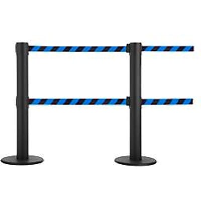 Afzetpaal GLA 89, trekband elk met lengte 9 m, 3-voudig koppelbaar, zwart/blauw