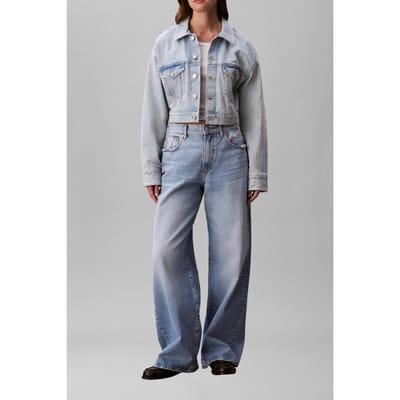 Calvin Klein Denim Cropped Trucker Jacket Bleached Blue Taglia: XL | Giacche di jeans Outlet | Donna | Blu