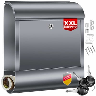 KESSER® Brievenbus RVS XXL met krantenvak - Wandbrievenbus afsluitbaar inclusief montagemateriaal en 3x sleutel