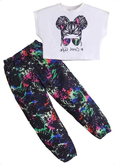 Zomer Hip Hop Kledingset voor Meisjes met Korte Mouwen en Camouflage Broek - Street Dance Outfit voor Kinderen van 5-12 Jaar met Zak en T-shirt