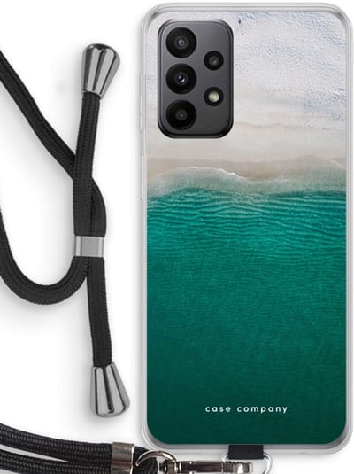 Case Company® - Hoesje met koord geschikt voor Samsung Galaxy A23 hoesje met Koord - Stranded - Telefoonhoesje met Zwart Koord - Bescherming aan alle Kanten en Over de Schermrand