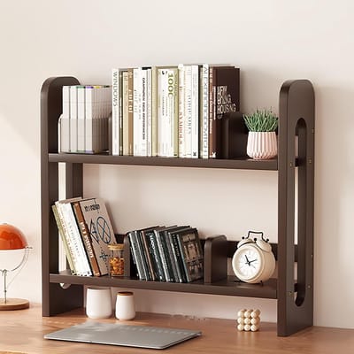 Houten Bureau Plank - Opbergrek Organizer - Kantoor Thuis - Verstelbare Partitie - 60 cm Breed - Bruin
