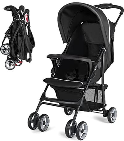 Lichtgewicht kinderwagen voor peuters - Compacte reiskinderwagen met verstelbare rugleuning en voetsteun - Ideaal voor vliegtuigreizen