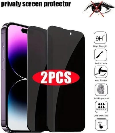 Screenprotector gechikt voor Iphone 15 plus privacy glas - 2pack - Pricacy Glass - Glass protector voor Iphone 15 plus - Bescherm scherm - Gehard glas - Full coverd - Tempered Glass