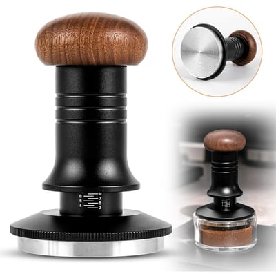 Tasseur à café 58 mm, 30 lb, calibré, à ressort, profondeur réglable, pour expresso, avec 304 58mm Ripple base