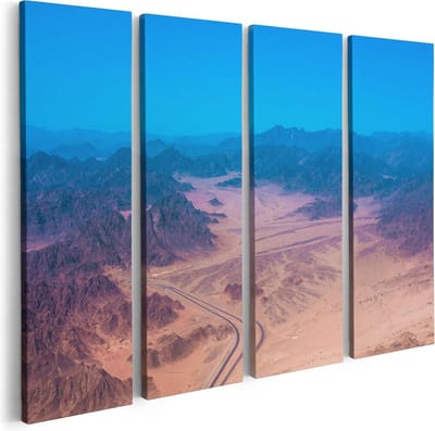 Artaza Canvas Schilderij Vierluik Bergen in de Woestijn in Egypte - 80x60 - Foto Op Canvas - Canvas Print