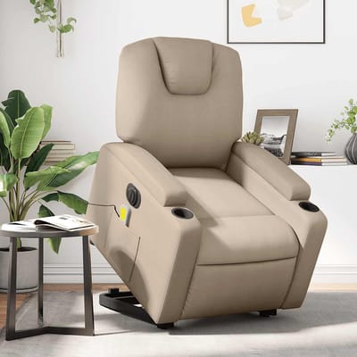 vidaXL - Sta-op-massagestoel - elektrisch - kunstleer - cappuccinokleurig