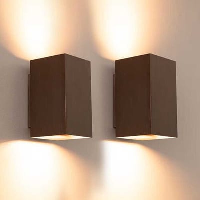 LUSENZ wandlamp Cometa bronzo m rechthoekig – 2x GU10 fitting – 10W max – dimbaar – geborsteld brons aluminium – up and downlight – IP20 – binnenverlichting woonkamer gang keuken slaapkamer kantoor eetkamer winkel