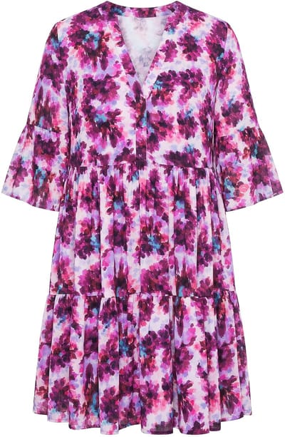 Studio Untold - Dames - Jurk A-lijn bloemen print volants - Blauwe munt - Maat 42+