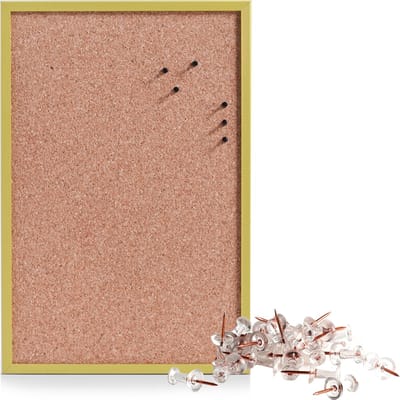 Prikbord incl. 25x punaises rose goud - 40 x 60 cm - groen - kurk