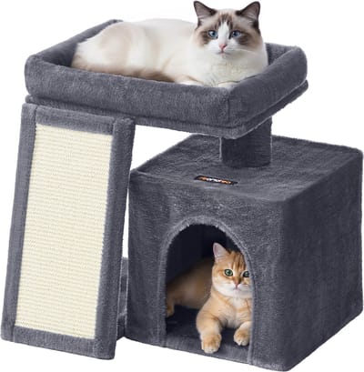 Feandrea - Krabpaal - Kattenboom - Voor Kleine Katten - Met Krabplank Kattenhuisje en Platform