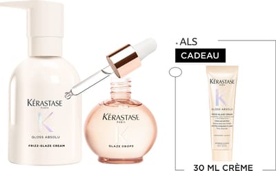 Kérastase Gloss Absolu Crème Anti-Frizz Duo - Voor Dik en Pluizend Haar + Cadeau - Crème 45ml & Glaze Drops Haarolie 45ml + Crème 30ml Cadeau