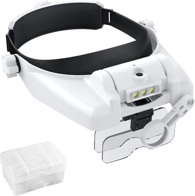 Verstelbare Loepbril met LED-verlichting, Oplaadbare Magnifier, 5 Lensen voor Handwerken, Lezen en Borduren