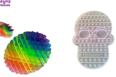 Happy Trendz® Pop it UV Changing + Rainbow Fidget Worm - Duo Pakket - Cadeau - Emotie Knuffel - Fidget Popit - Gift - Feestdagen - Sint - Kerst - Halloween -