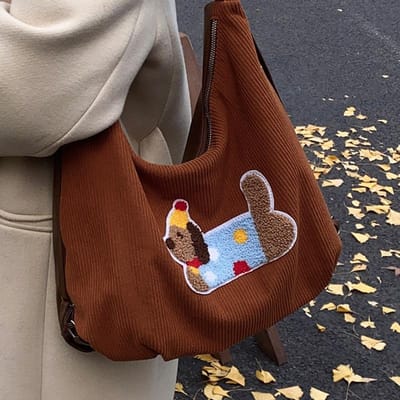 Modieuze Velours Canvas Tas in Koreaanse Stijl Dames Tas Nieuwe Leuke Niche Pendelaar Schoudertas Grote Capaciteit Tote Bag