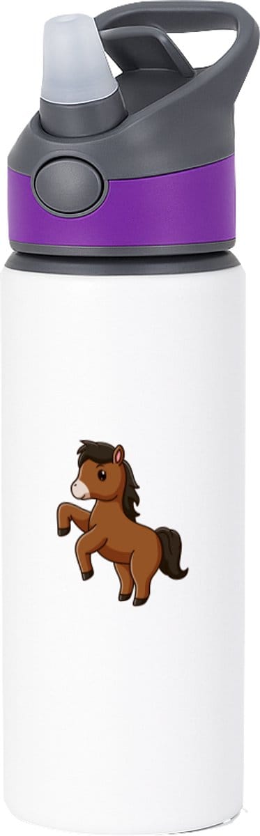 Hacebo® - Paard waterfles met rietje paars - Paarden - Paarden liefhebbers - Hobby horse - dieren - manege - water fles - 650ML