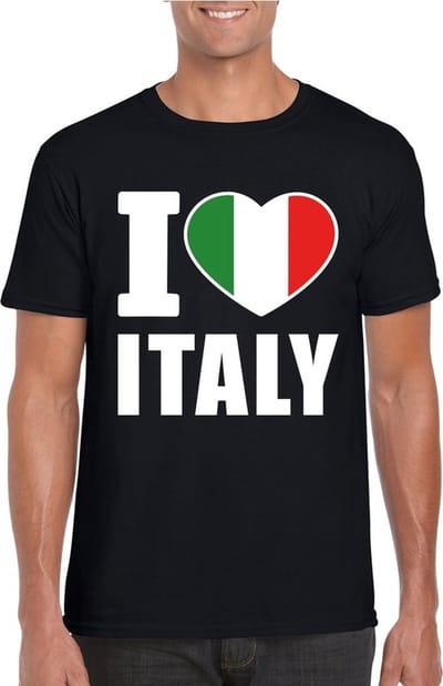 Zwart I love Italy supporter shirt heren - Italie t-shirt heren S