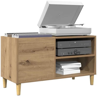 Platenspeler Meubel - LP-kast - Platenspelerkast - Draaitafelstandaard - Platenspelerstandaard - Vintage Displayplank - Artisan Eiken