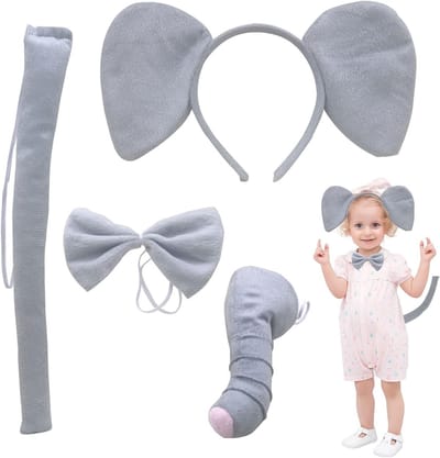 Schattig Olifanten Kostuum voor Kinderen met Oren, Neus en Staart voor Halloween en Carnaval Feestjes