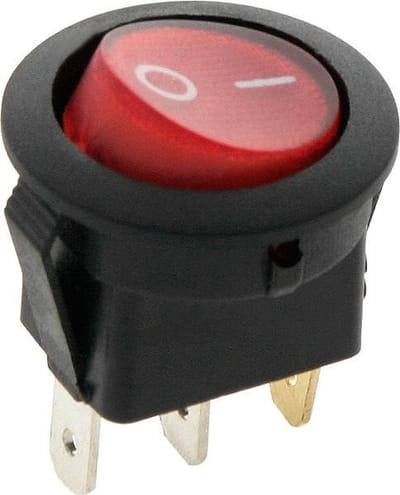 Schakelaar - rood - 12 volt - 20A - verlicht rond - 3 pins