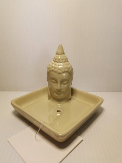 Eden Thaise Boeddha Vierkant Keramiek Wierookhouder Lichtgroen-Beige 9x9x8.5cm