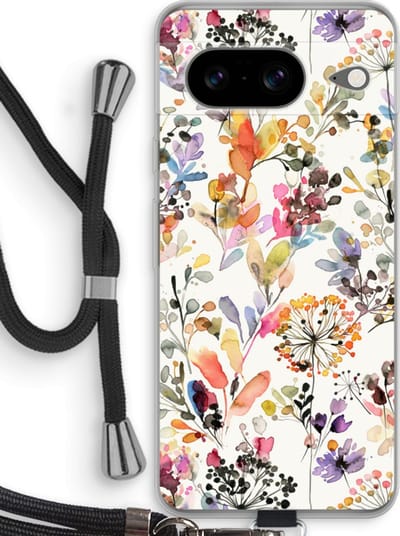 Case Company® - Hoesje met koord geschikt voor Google Pixel 8 hoesje met Koord - Wilde grassen - Telefoonhoesje met Zwart Koord - Bescherming aan alle Kanten en Over de Schermrand