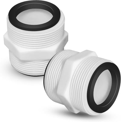 Twee 1,5 inch naar 1,5 inch zwembadslangadapters, zwembadslang connectoren, Geschikt voor adapters voor grondzwembadslangen, Geschikt voor Intex, tuinslangverlengers met twee afdichtringen, Geschikt voor 1,5 inch grondzwembadslangen.