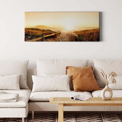 Canvas print DD123213 Sunset beach A.S. Création 1,0 x 0,4 m Geel Kantoor Hal/Gang Keuken Slaapkamer Woonkamer