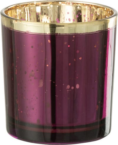 J-Line windlicht Rand - glas - bordeaux/goud - small - 6 stuks
