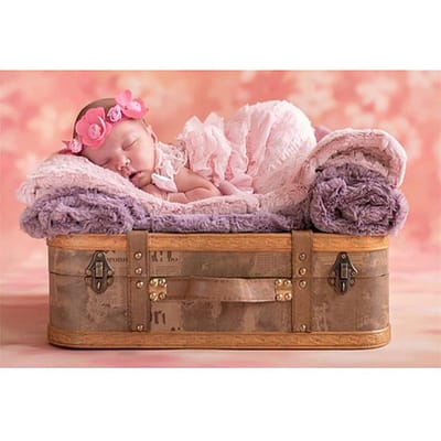 Ronde boor 5D DIY diamant schilderij  Schattige baby  3D strass borduurwerk kruissteek 20X30CM beige