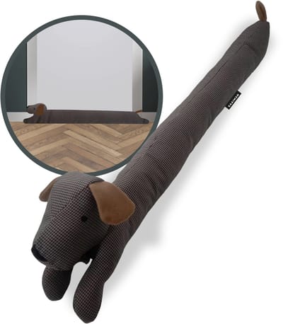 Kaaiman® Tochtstopper hond - Tochthond - Decoratieve Windstopper - Tochthonden voor deuren - Tochtstopper dier - Tochtrol dier - Tochtrol hond - 91 cm - Verzwaarde Tochtstopper - Geluidsblokker voor onderkant Deur - Donkergrijze Hond
