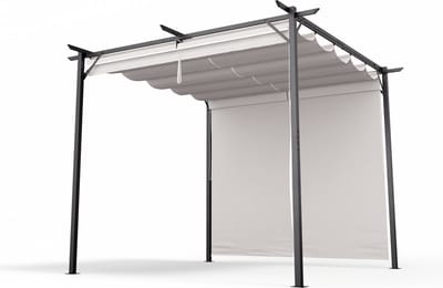 Blumfeldt Tuinhuisje 3X3, Waterdicht Stabiel Wintervast, Gepoedercoat Stalen Frame, Weerbestendig Polyester Dak, Zijgordijnen, Eenvoudige Montage, Kan Het Hele Jaar Door Worden Gebruikt