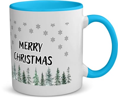 Akyol - kerst merry christmas kerstbomen koffiemok - theemok - blauw - Kerstmis - kerst beker - winter - kerst - christmas - kerst cadeau - 350 ML inhoud