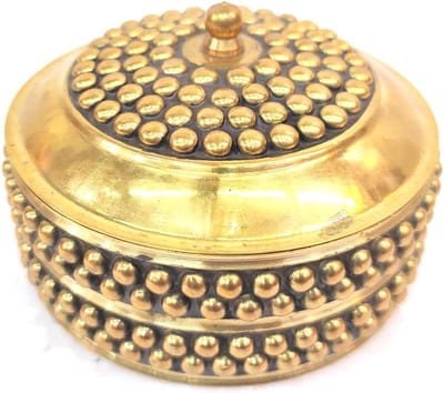 Messing Decoratie Doos - Bruidsschat Box - Sieraden Opbergen - Handgemaakt Moti Design - 75 cm - Goud Bruin