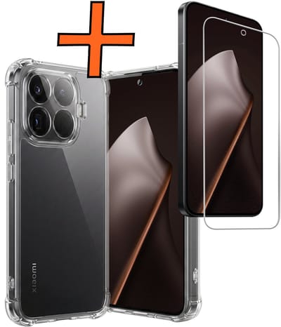 Hoes - Met Screenprotector - Geschikt voor Xiaomi 15T Pro - Sterk & Shockproof - Siliconen Case - Back Cover - Telefoon Hoes - Shock Proof - Transparant