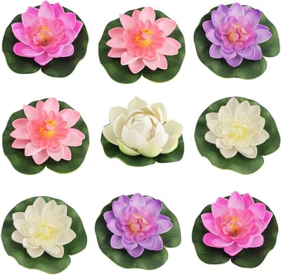 9-delige Set Drijvende Bloemen, Waterlelie en Lotusblossom - Kunstmatige Vijverrozen voor Tuin en Aquarium Decoratie